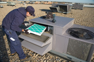 jarrell contractor changing filter in air handler