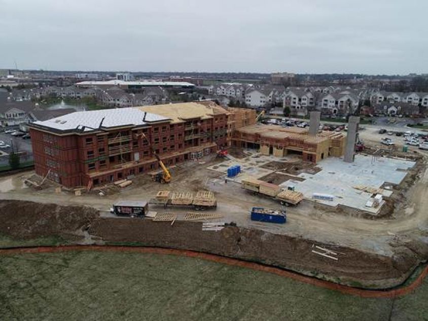 aerial view of construction updates at keystone place