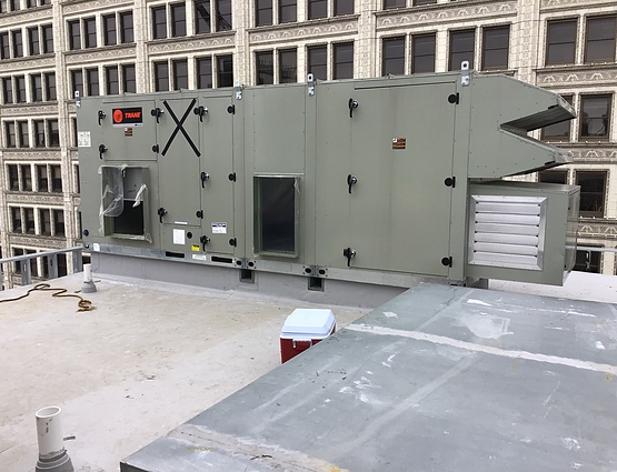 trane commercial hvac system on rooftop